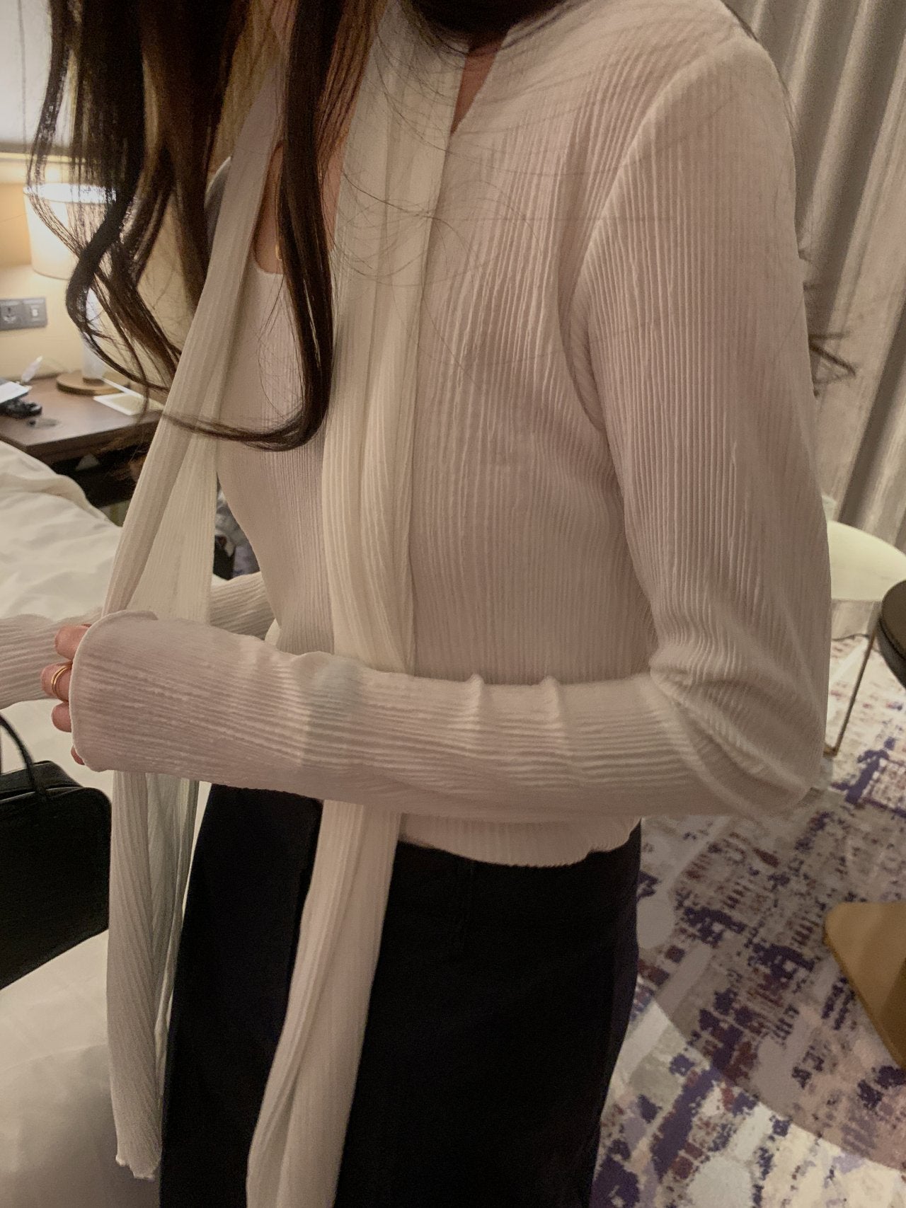Pleated Scarf Set Tee
