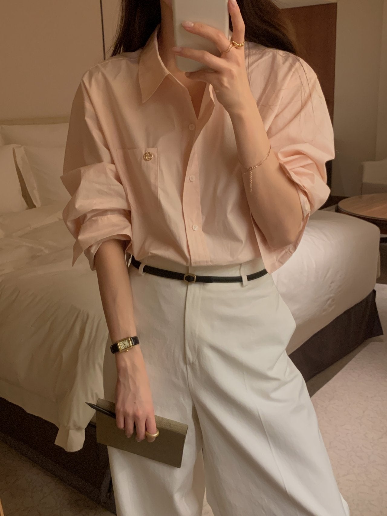 [Best Seller] Essential Cotton Button Down Shirt * Local Delivery: 1–2 Business Days (pink) *