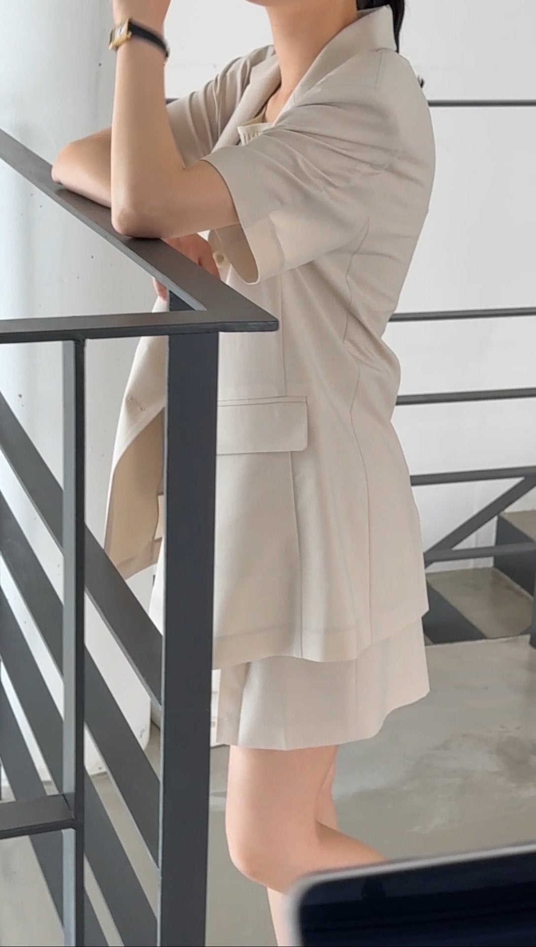 Summer Wool Tailored Suit Set - Light Beige