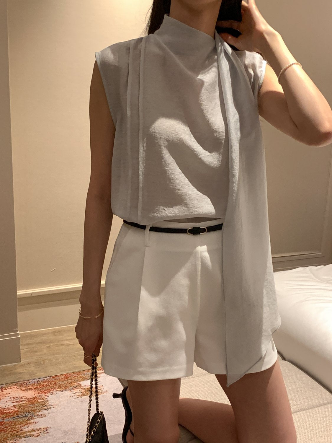 [Best Seller] Scarf Detail Sleeveless Blouse