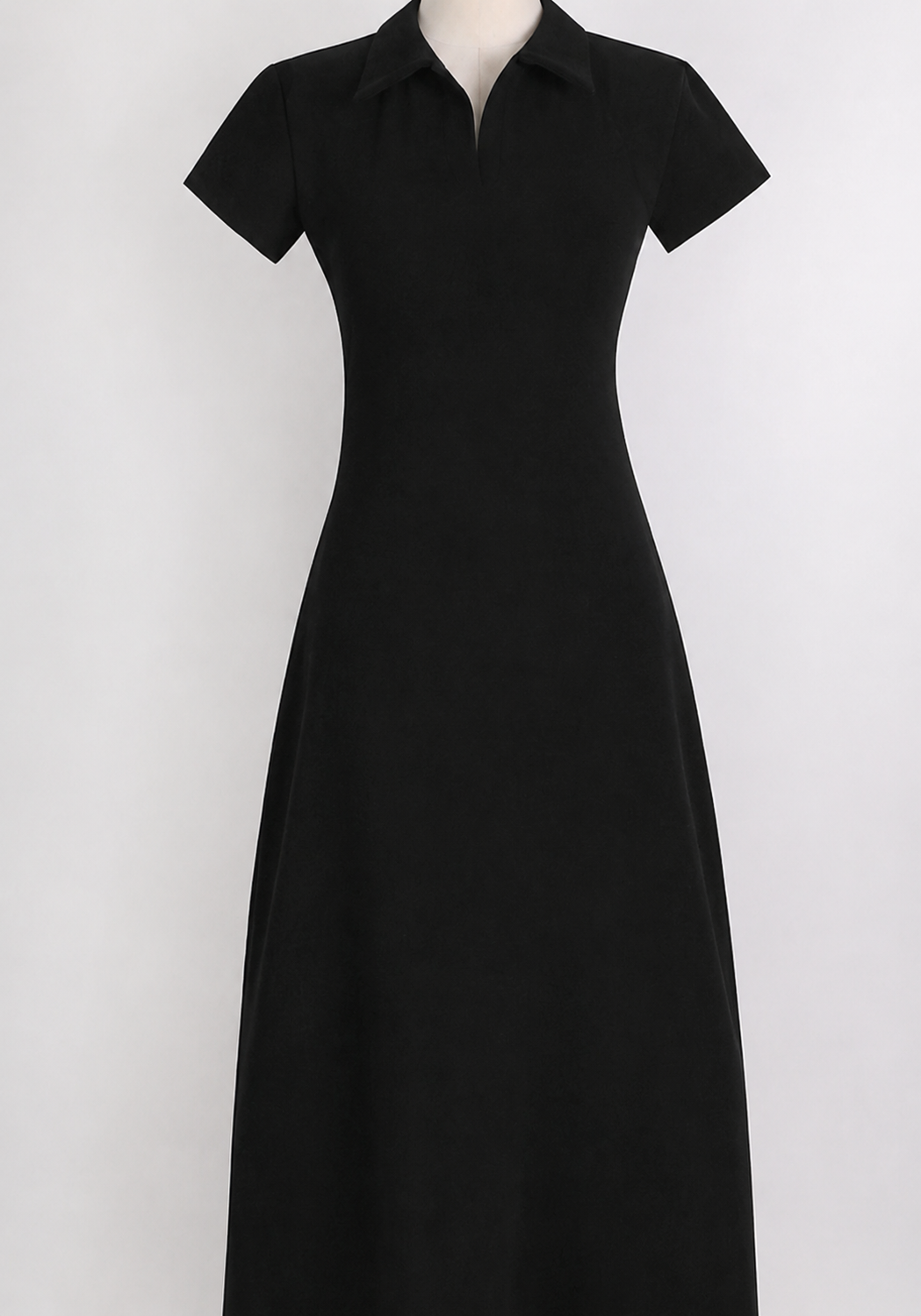 Polo Collar A-Line Maxi Dress