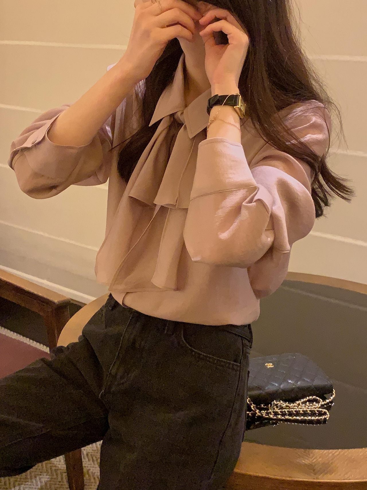 2-Way Hidden-Placket Tencel Blouse