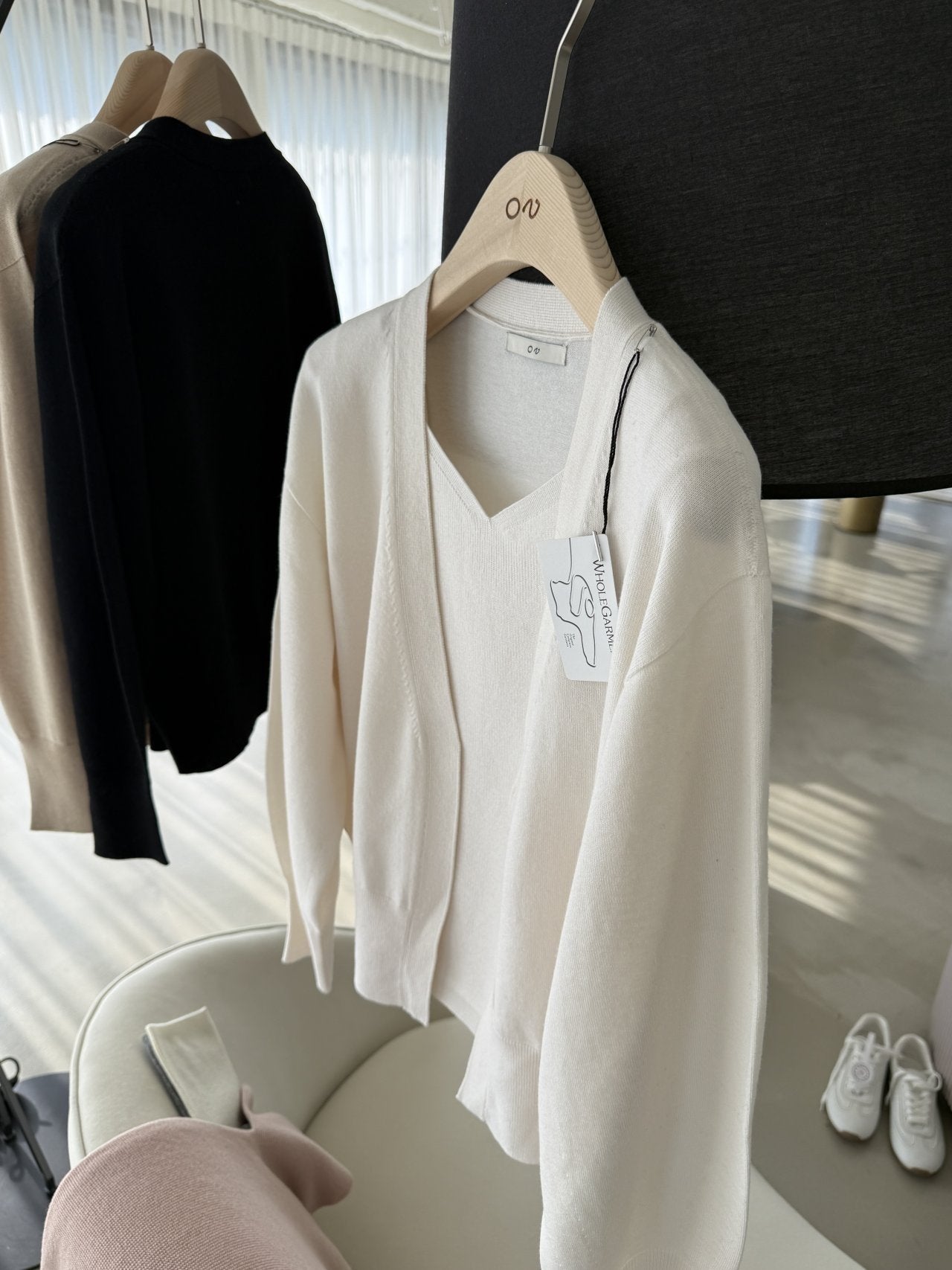 Signature Heart-Neck Cami & Cardigan Set - Cream Ivory