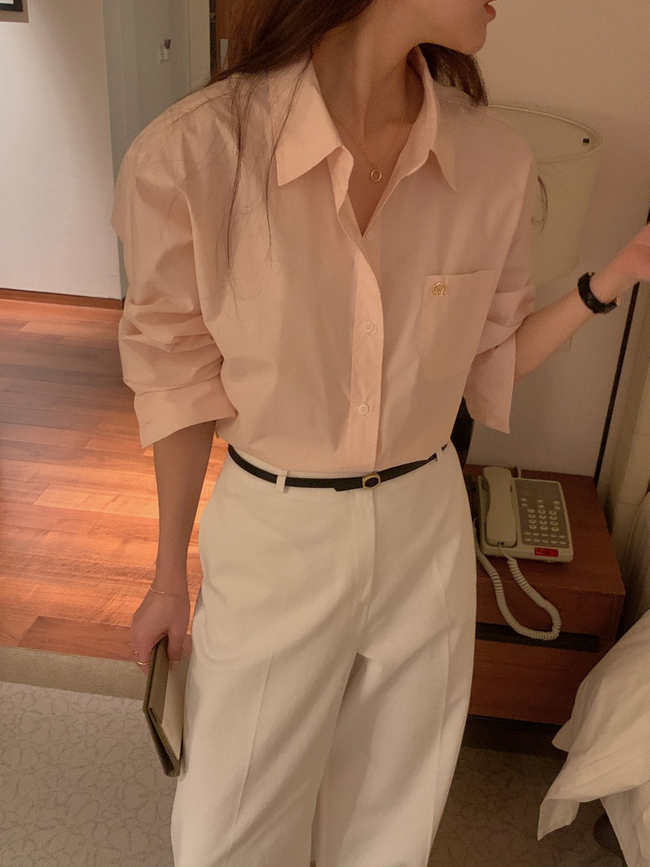 [Best Seller] Essential Cotton Button Down Shirt * Local Delivery: 1–2 Business Days (pink) *