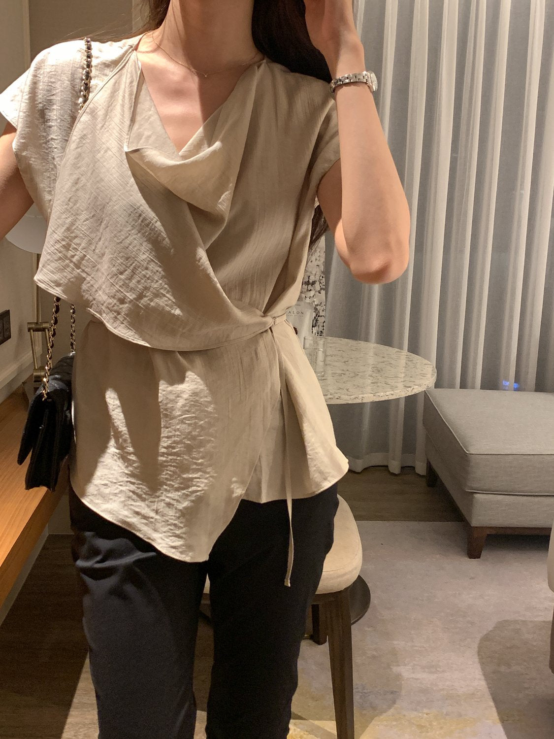Draped Side-Button Blouse