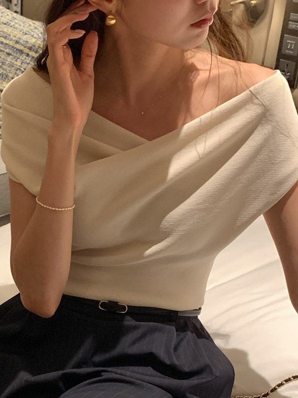 Two-Way Shirred Knit Top