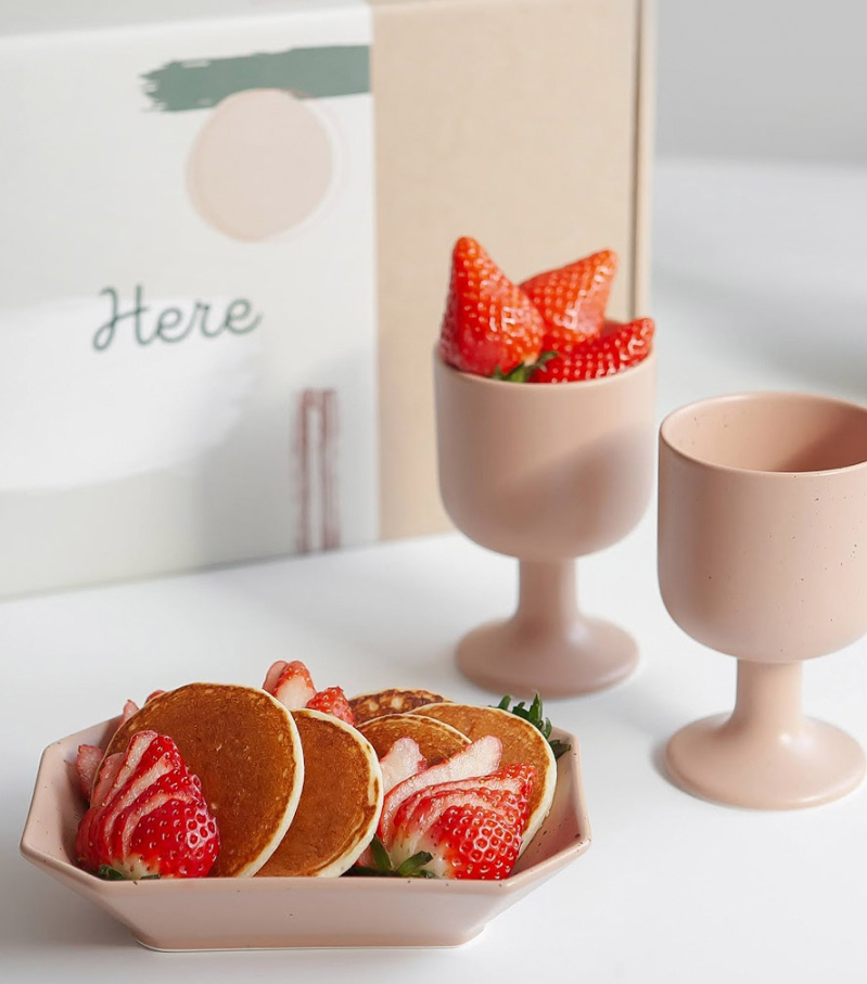 [Handmade Korean Ceramics] 3-Piece Wine Glass + Bowl Set