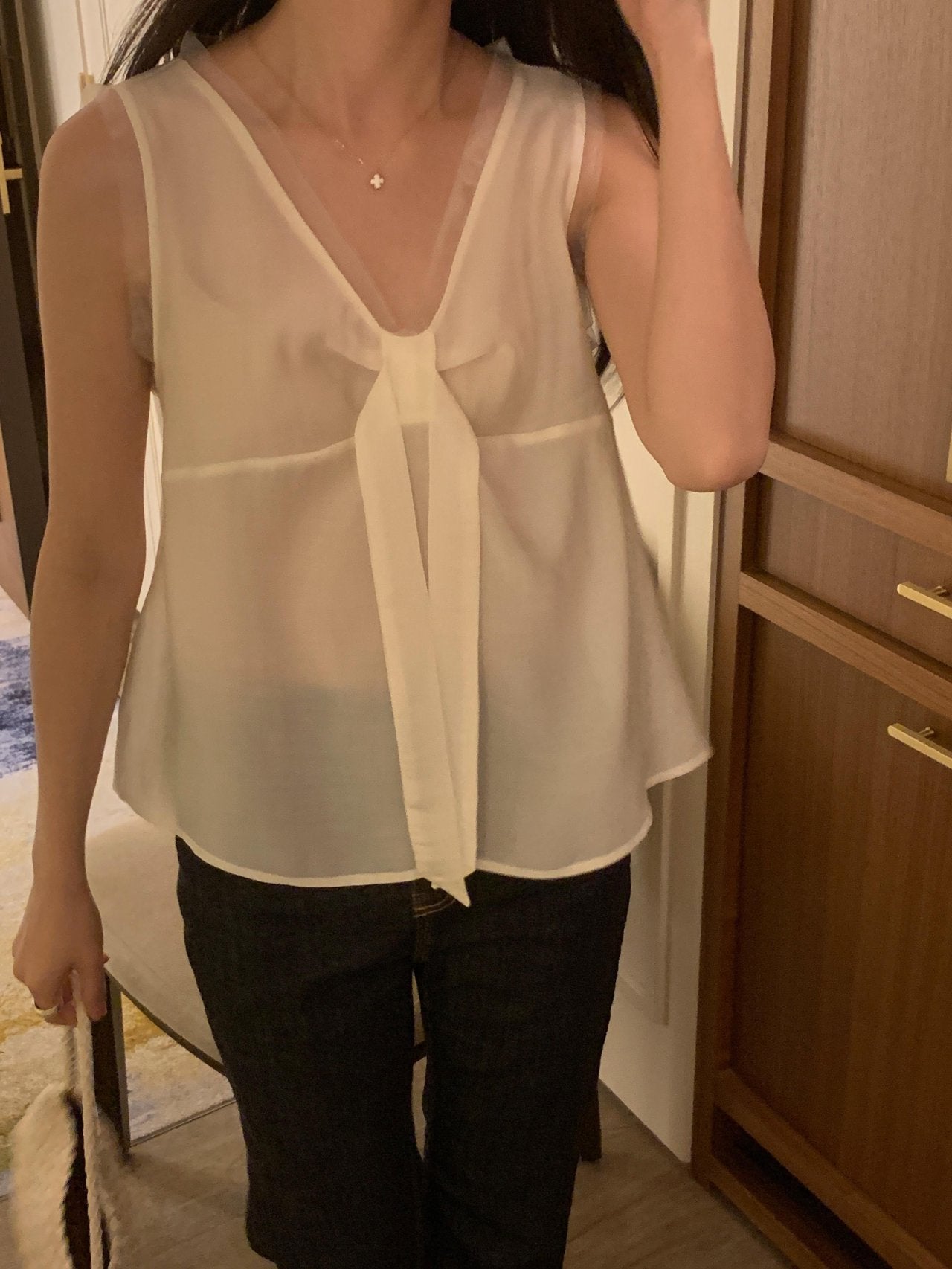 Pure Mood See-through V-Blouse