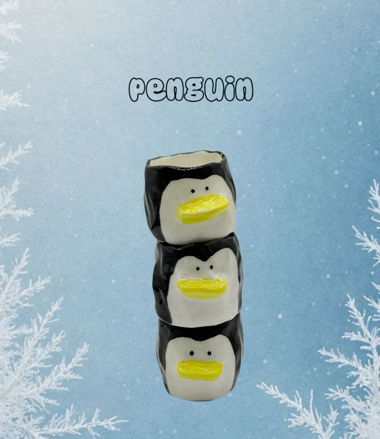 [Handmade Korean Ceramics] Big Beak Penguin Soju Cup