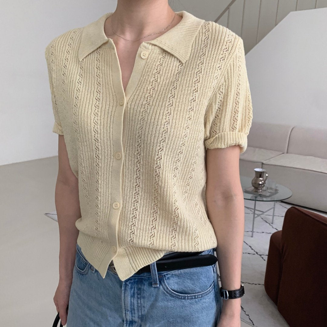 Summer Eyelet Knit Cardigan
