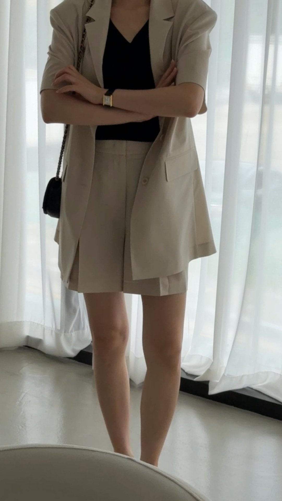 Summer Wool Tailored Suit Set - Light Beige