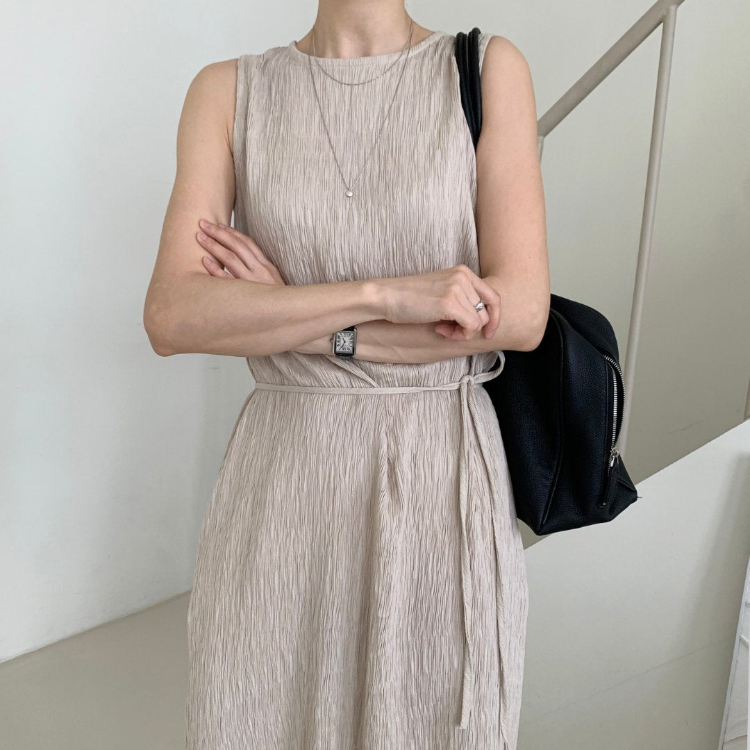 Refined Pleated Dress with Back Detail