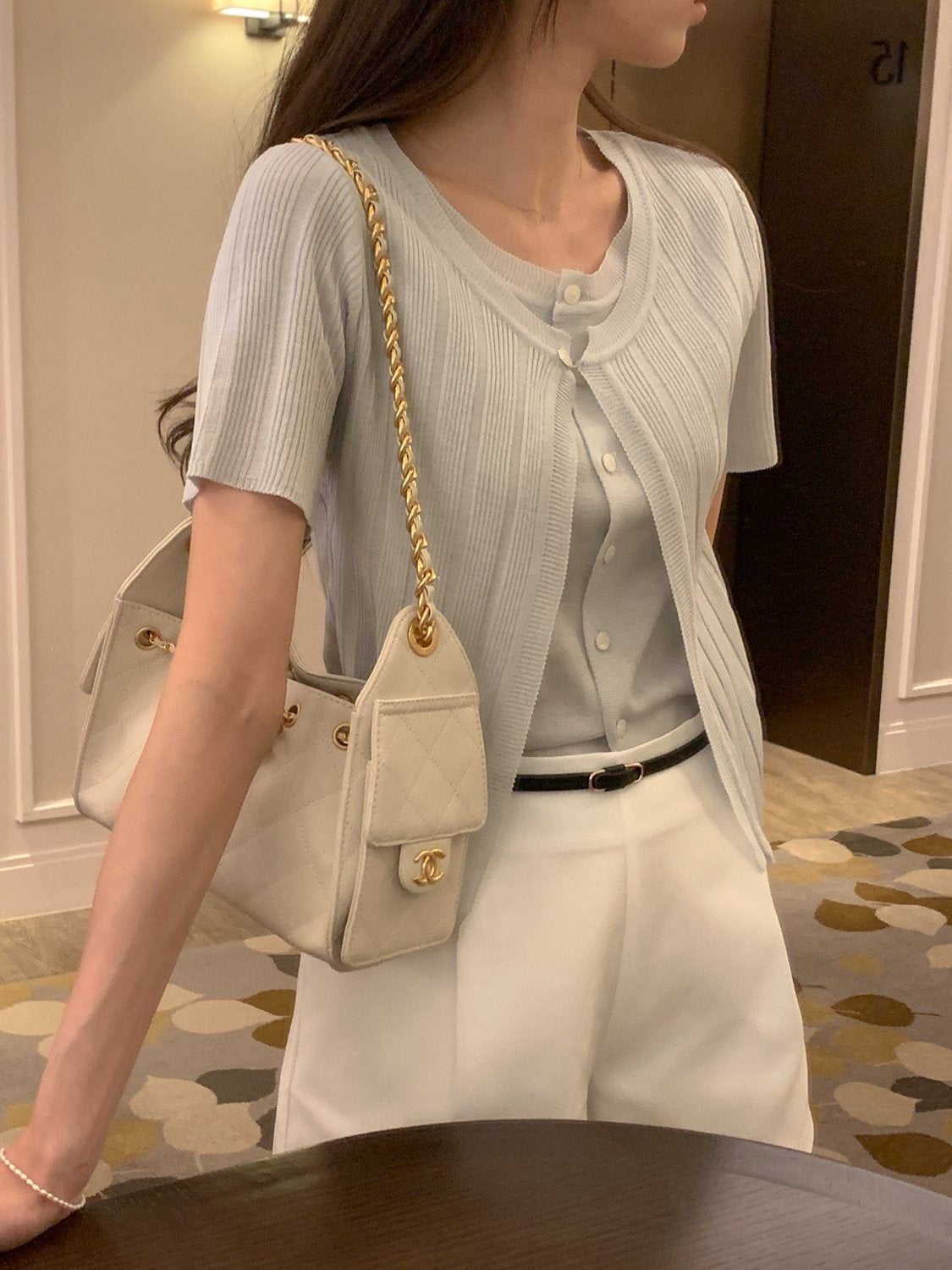 2-in-1 Ribbed Short-Sleeve Cardigan