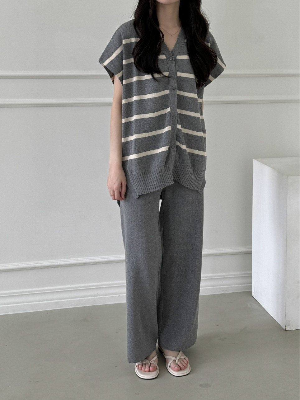 Chic Stripe Knit Two-Piece Set