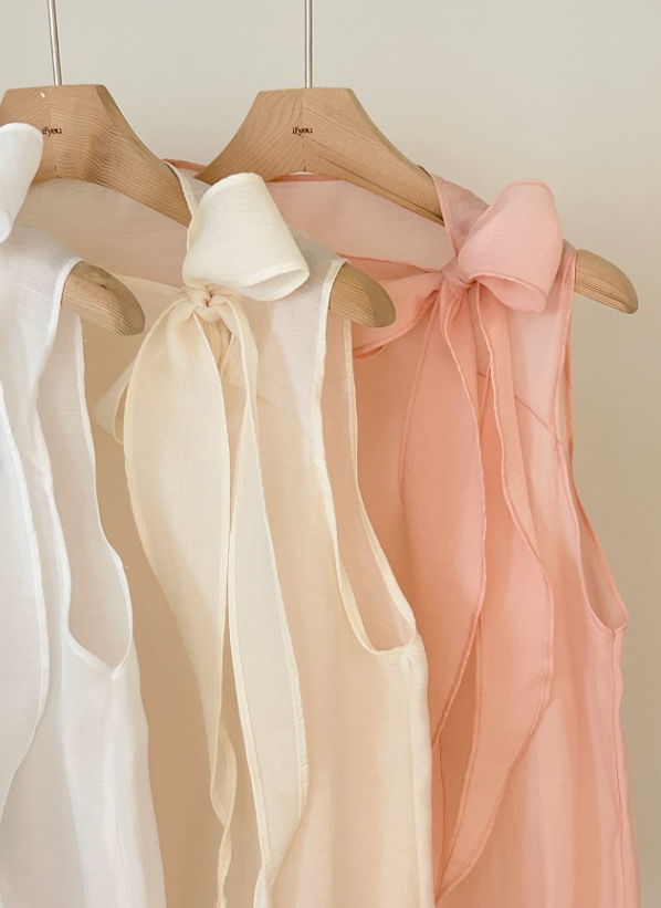 Tie Neck Sleeveless Blouse – Soft Feminine Silhouette