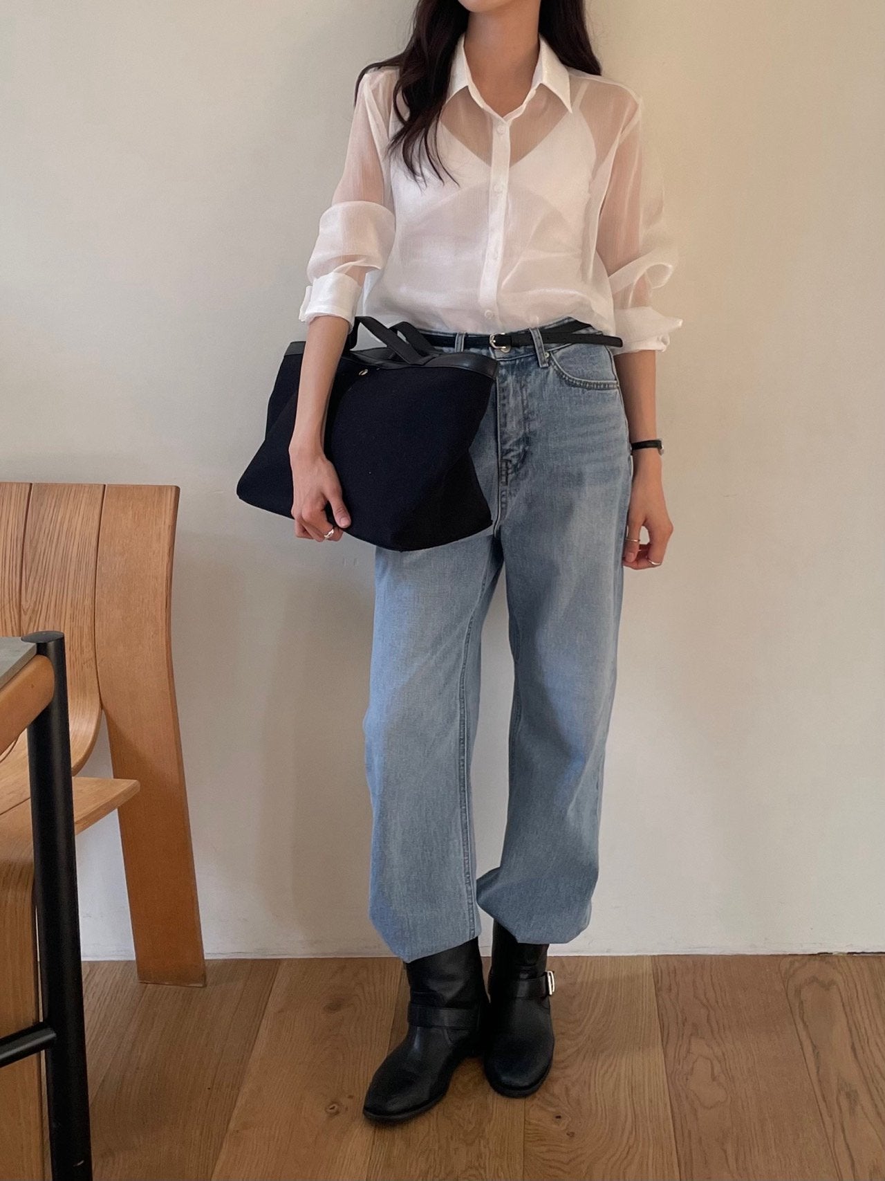 Luxury Organza Sheer Blouse – Sky Blue · White · Peach Pink