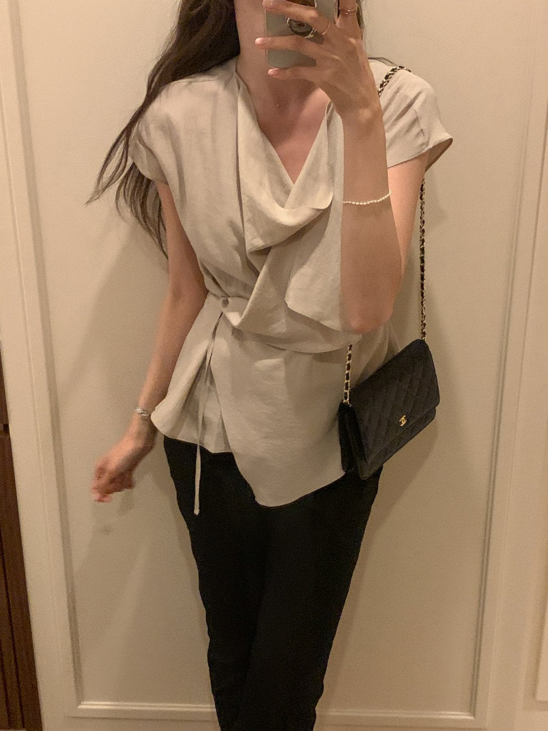 Draped Side-Button Blouse