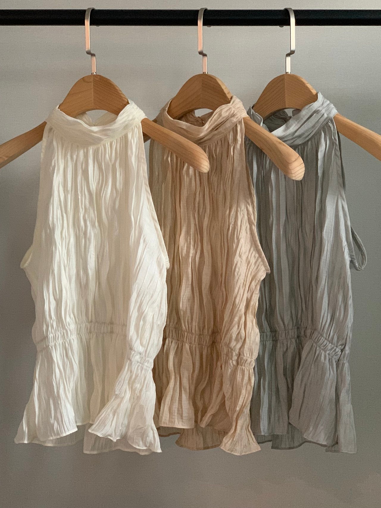 Crinkle Halter Blouse