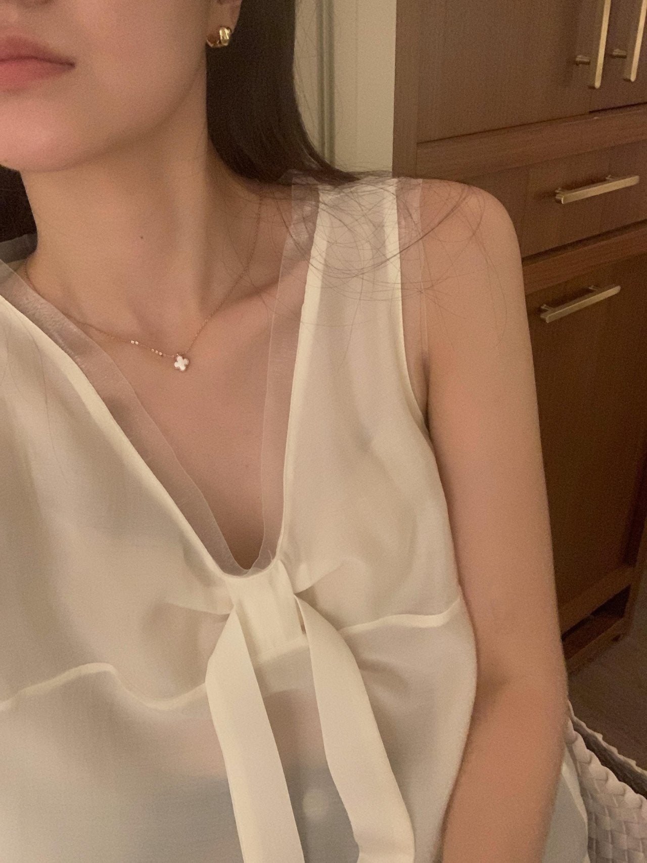 Pure Mood See-through V-Blouse