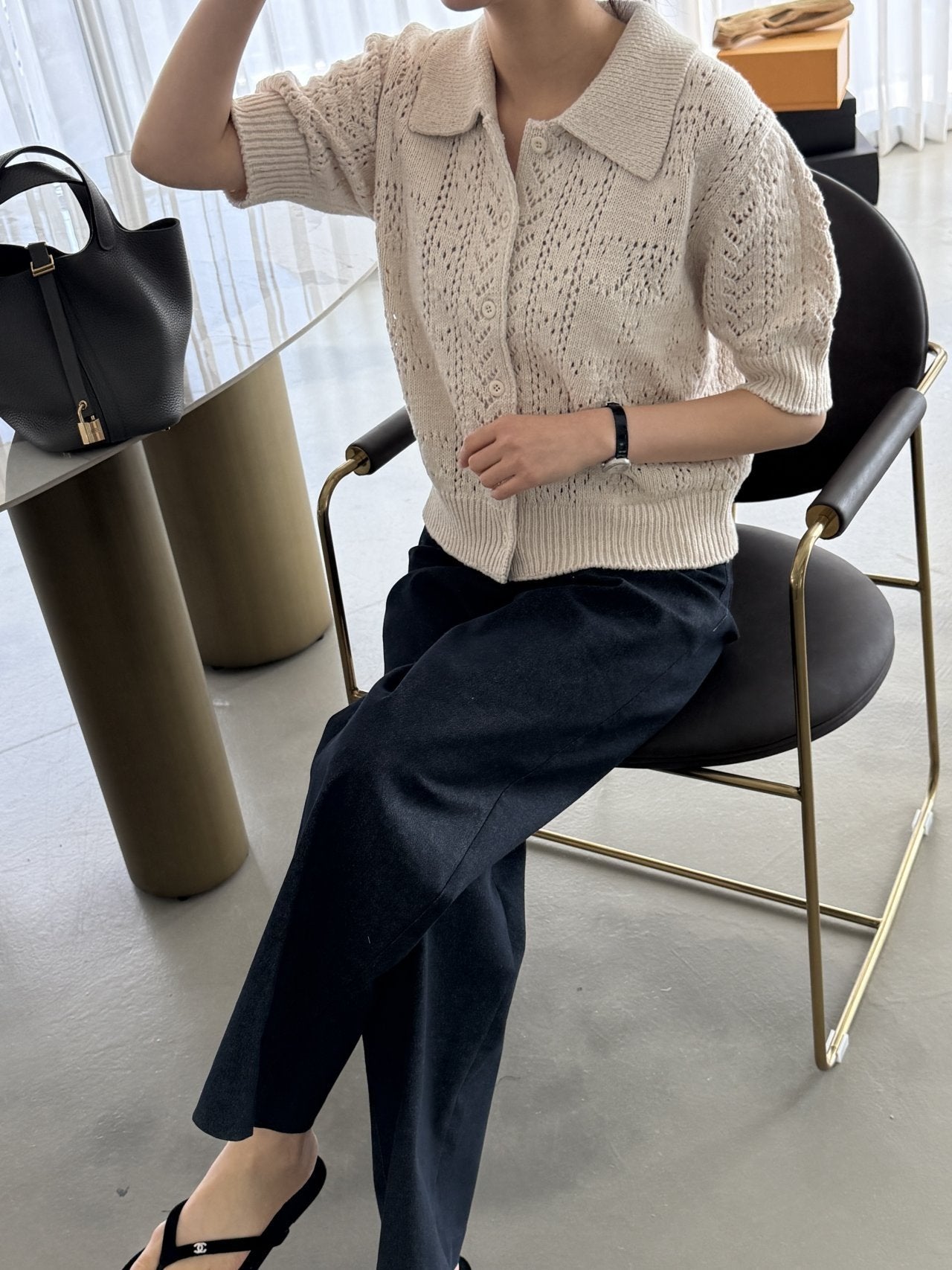 Classic Crochet Cardigan - Cream Oat