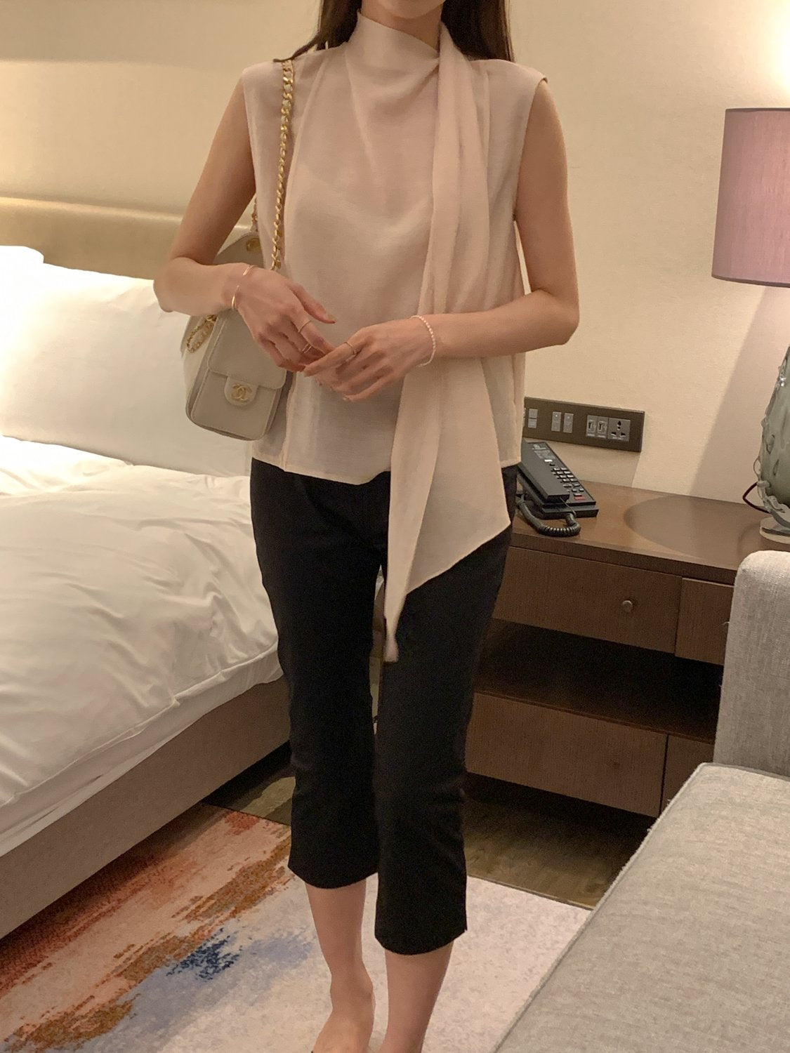 [Best Seller] Scarf Detail Sleeveless Blouse