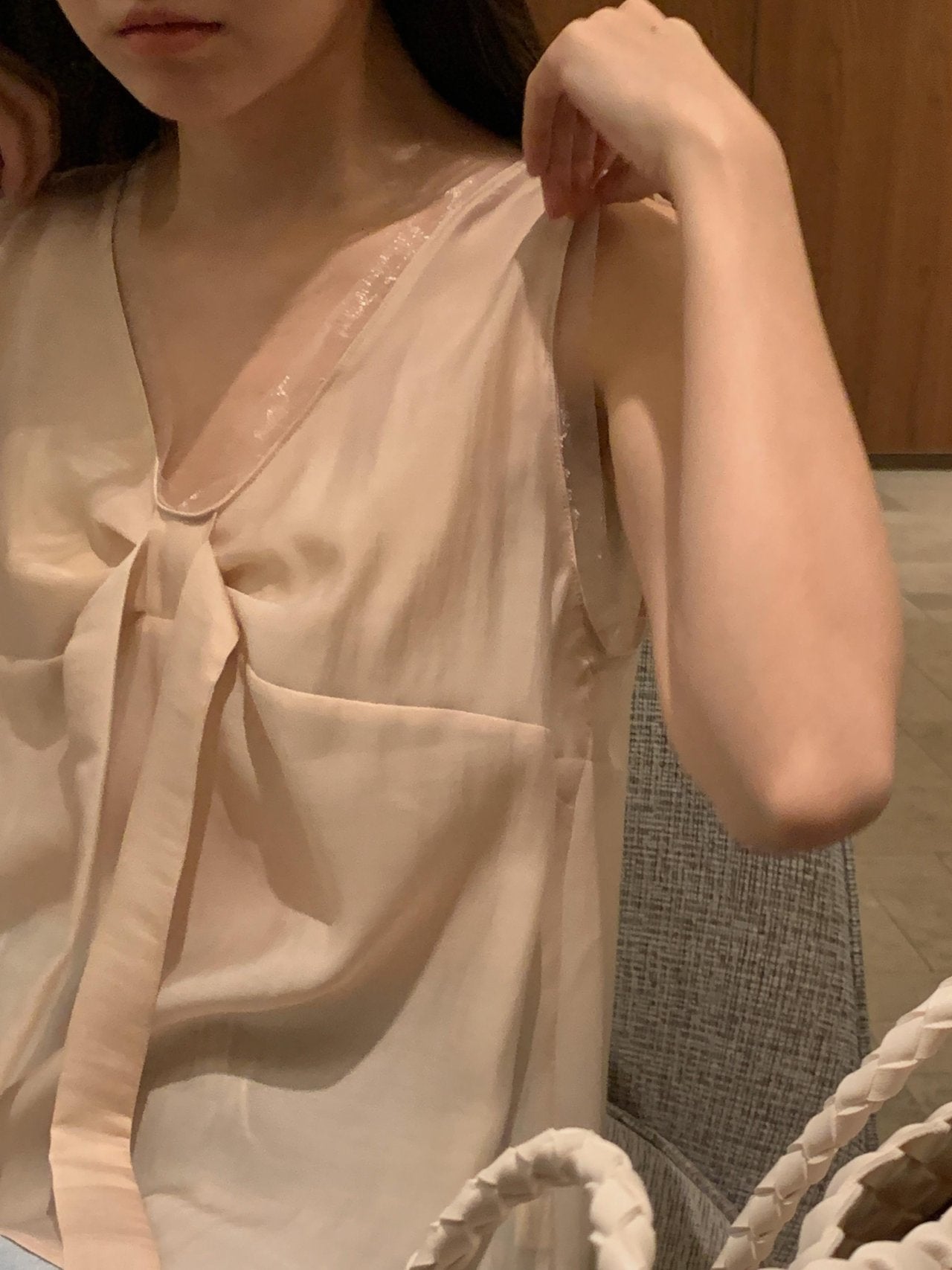 Pure Mood See-through V-Blouse