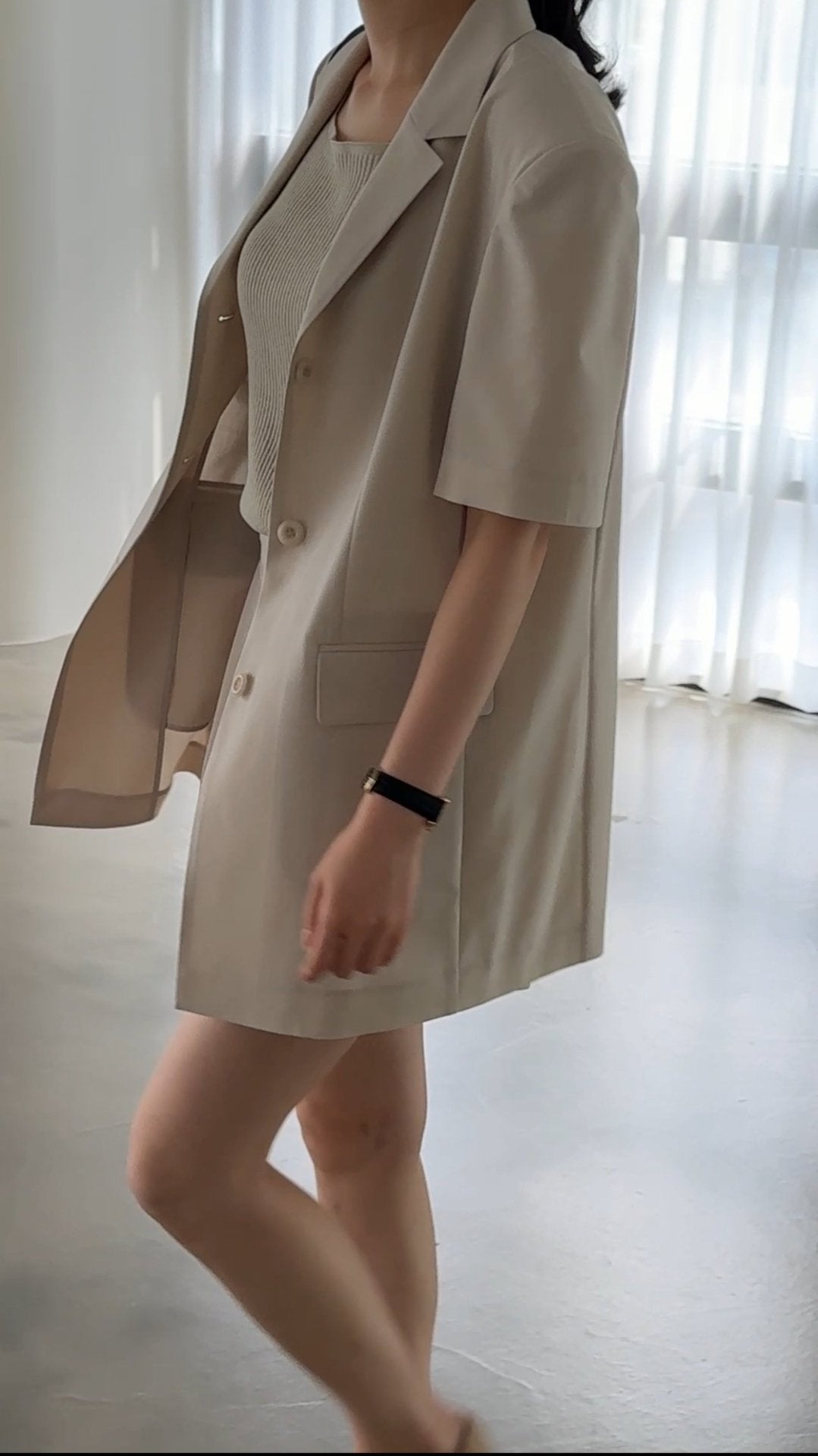 Summer Wool Tailored Suit Set - Light Beige