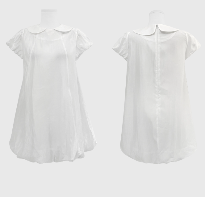 A Subtly Shimmering Balloon Silhouette Dress