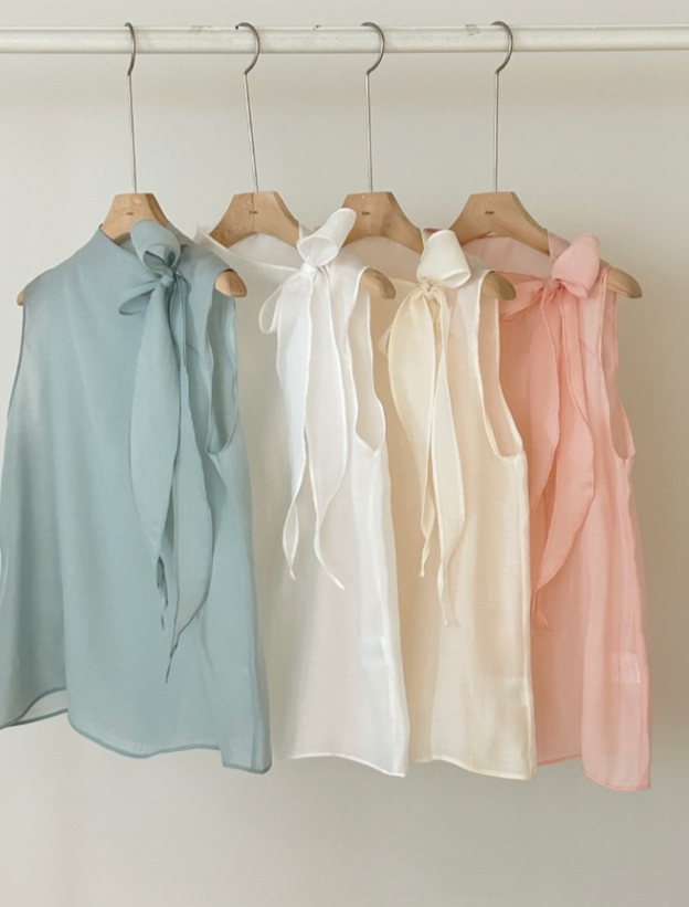 Tie Neck Sleeveless Blouse – Soft Feminine Silhouette