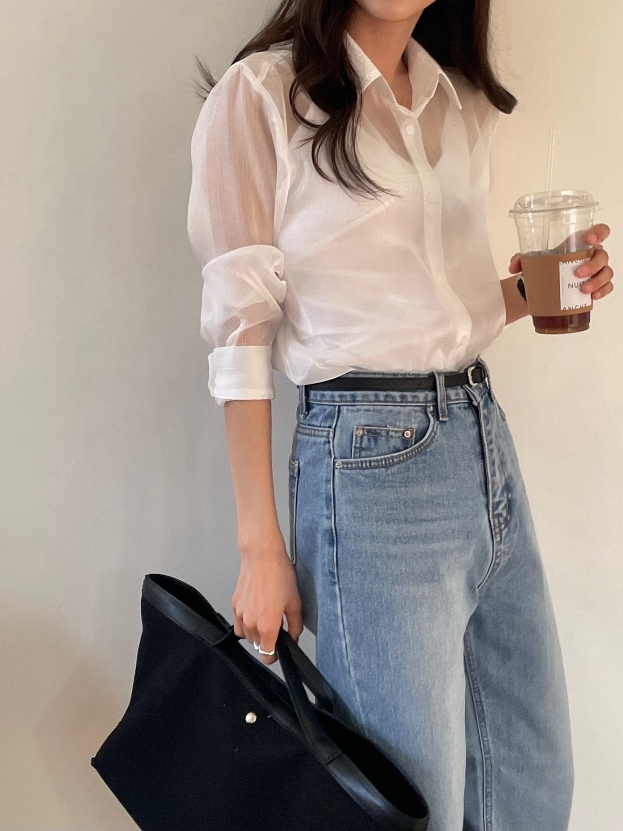 Luxury Organza Sheer Blouse – Sky Blue · White · Peach Pink