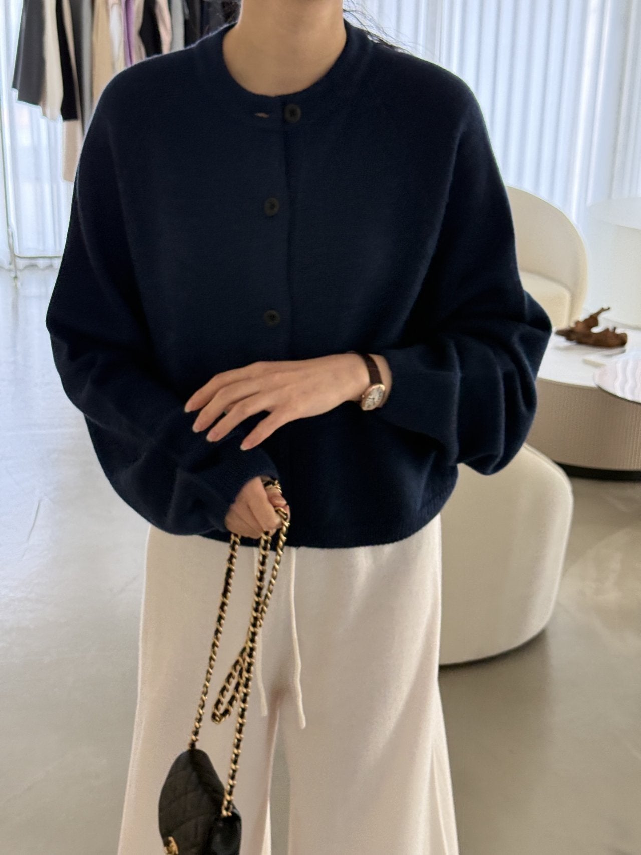 Seamless Relaxed Dolman Cardigan - Blue