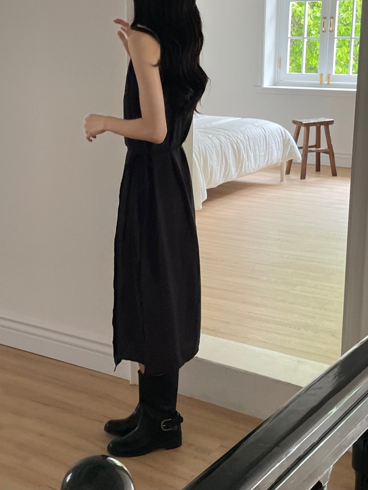 Elegant Boat Neck Wrap Sleeveless Dress