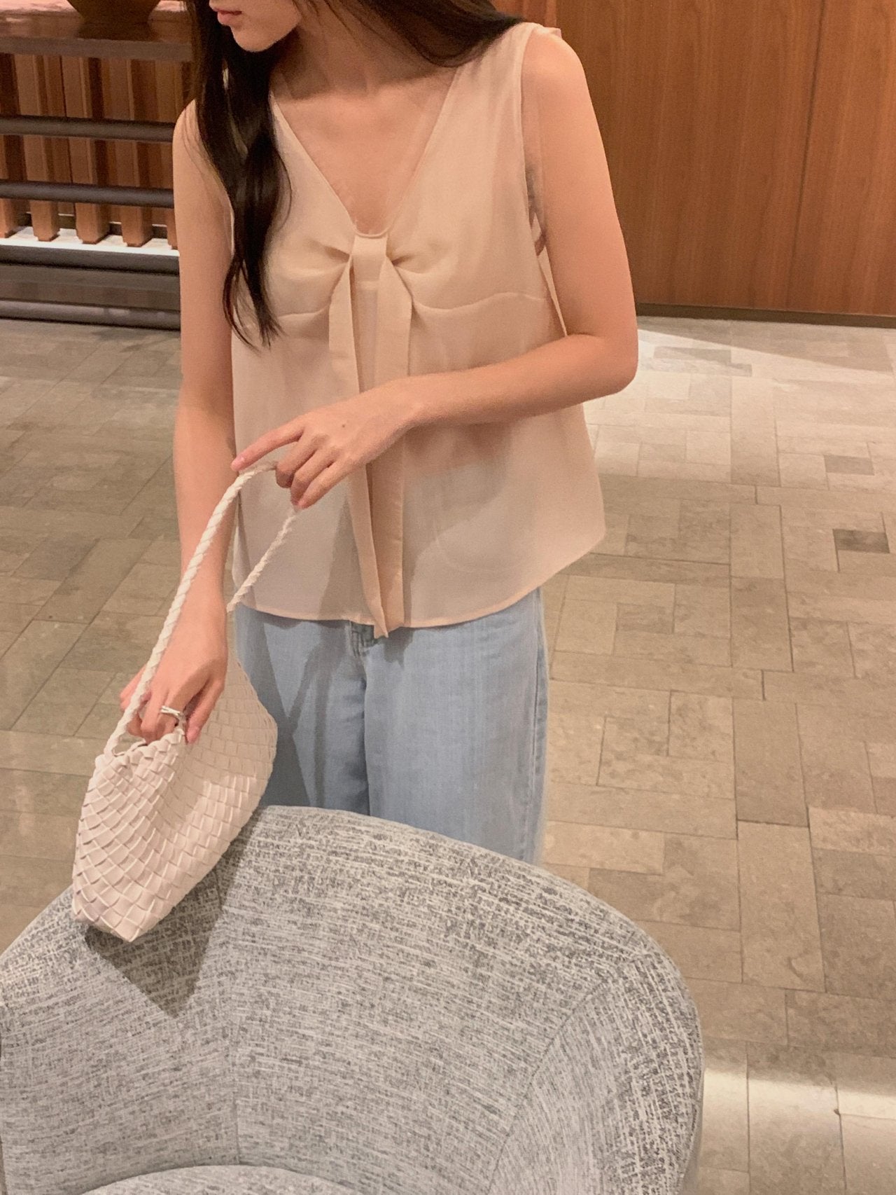 Pure Mood See-through V-Blouse