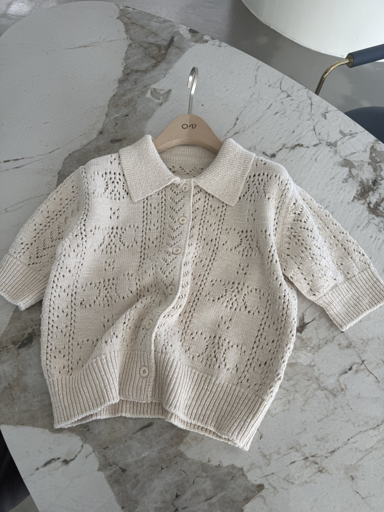 Classic Crochet Cardigan - Cream Oat