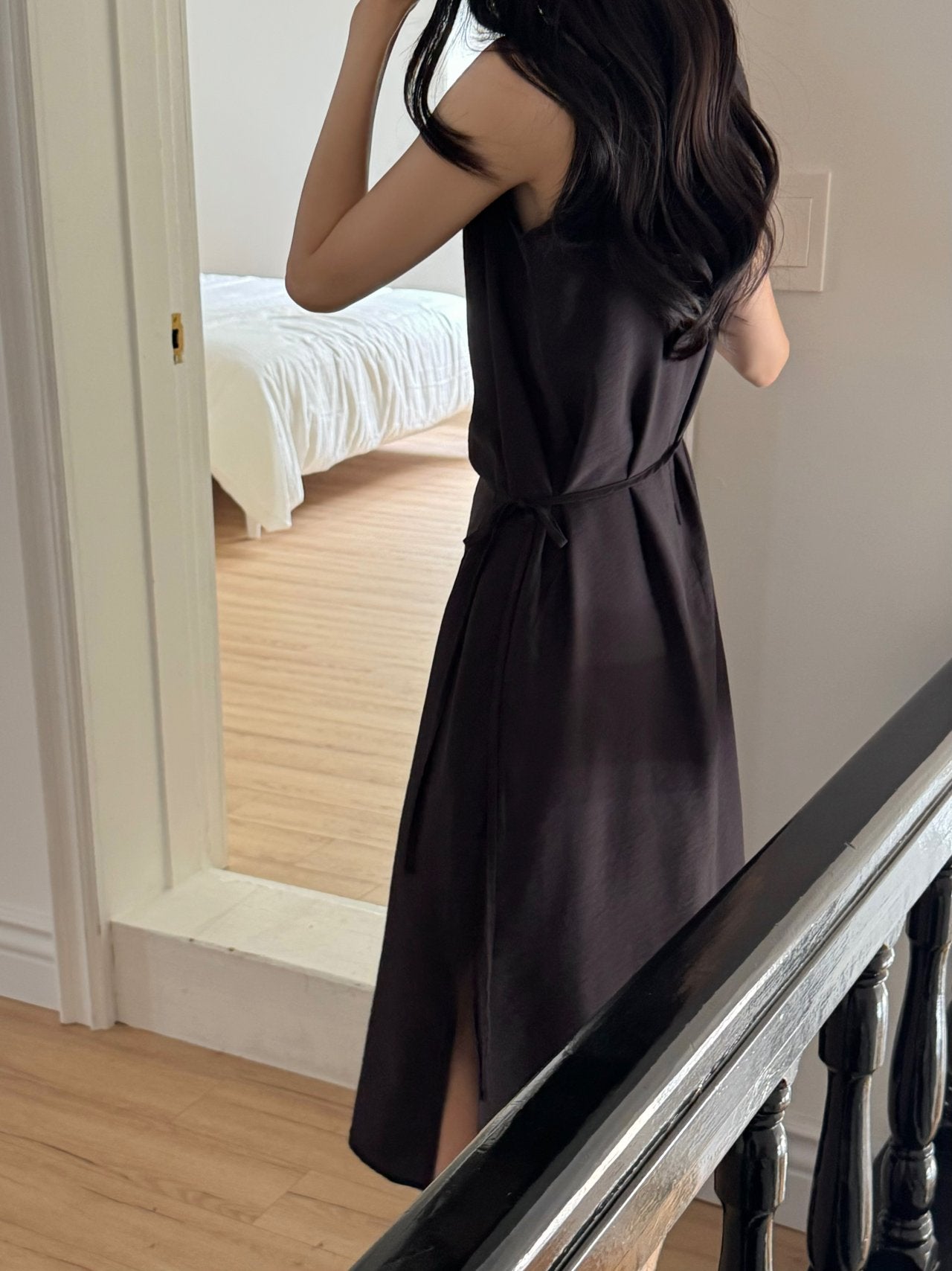 Elegant Boat Neck Wrap Sleeveless Dress