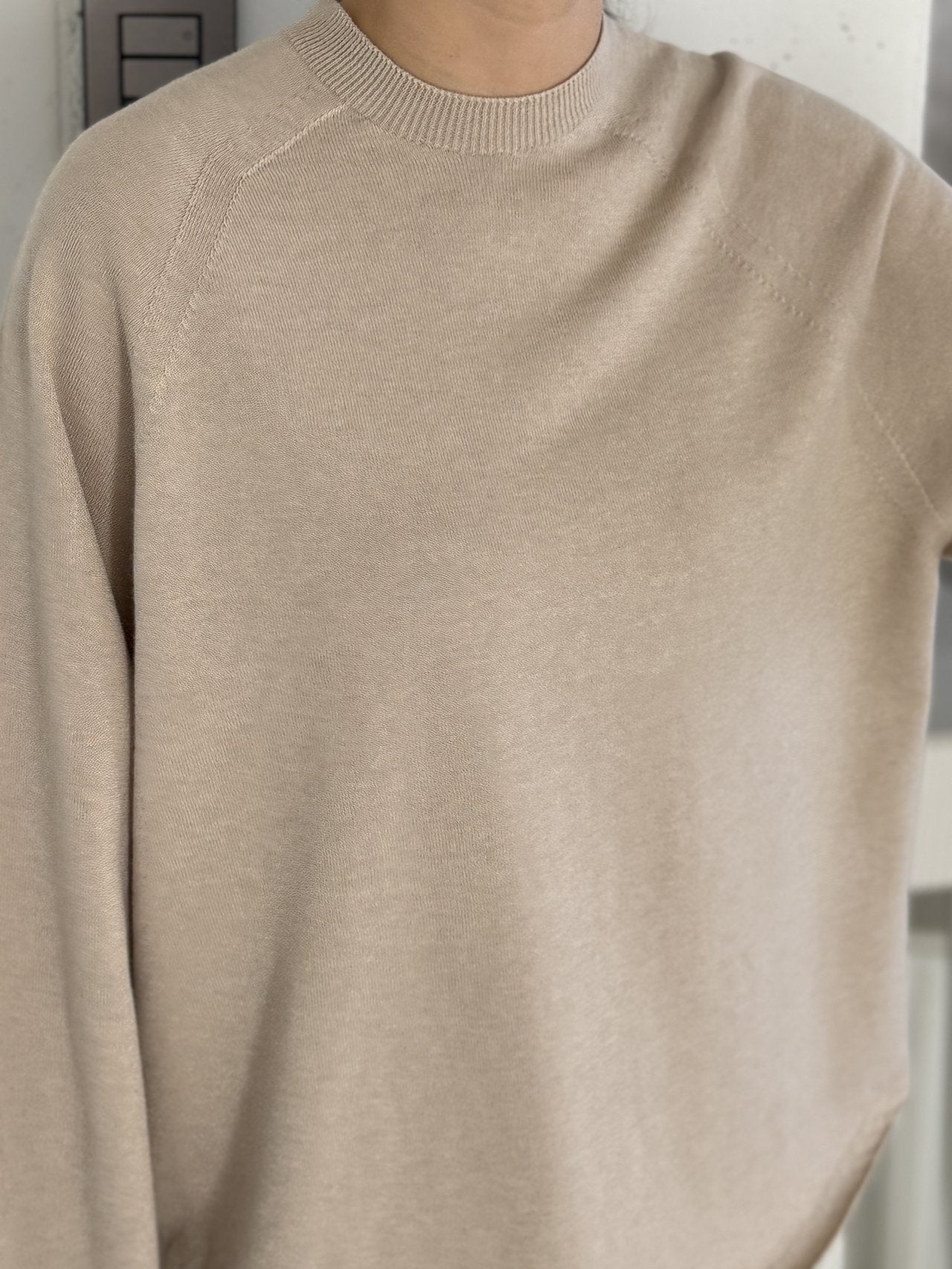 Whole Garment Wool-Cotton Cloud Set-up -  Beige