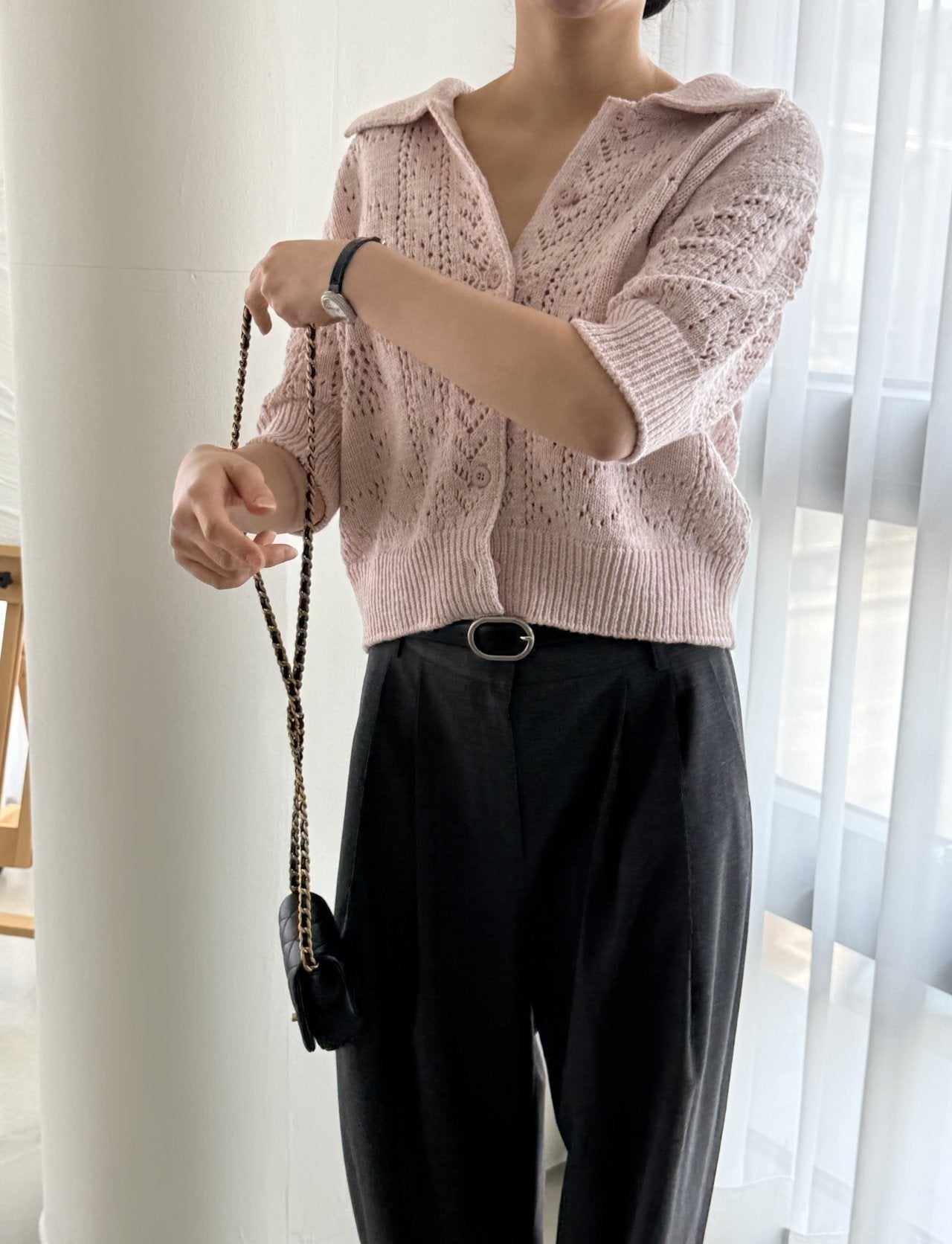 Classic Crochet Cardigan - Strawberry Latte