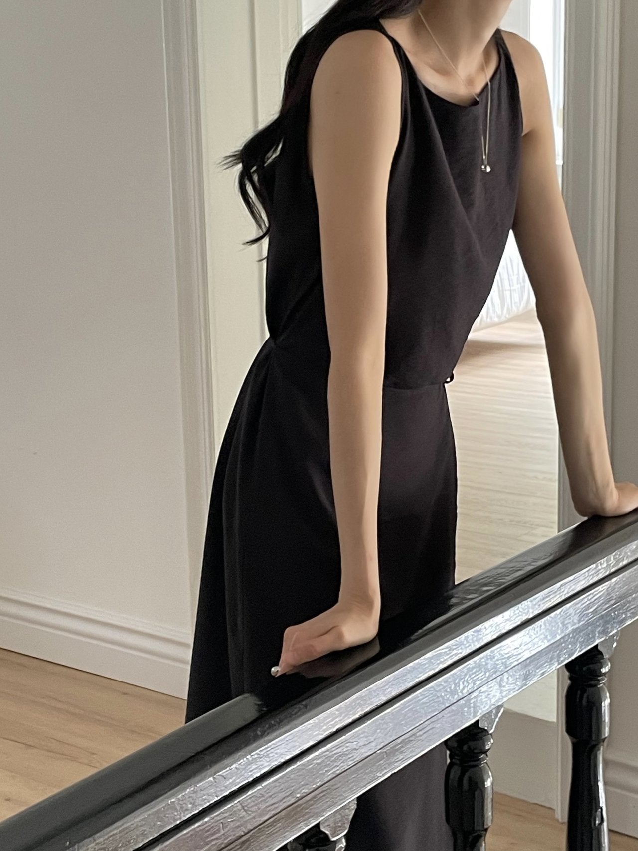 Elegant Boat Neck Wrap Sleeveless Dress