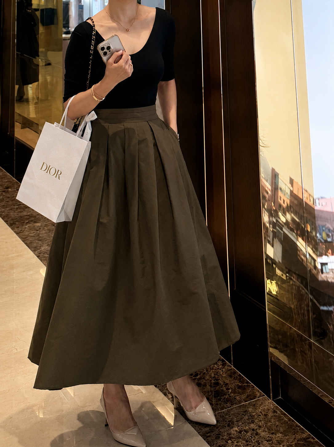 Maxi Pleated Long Skirt