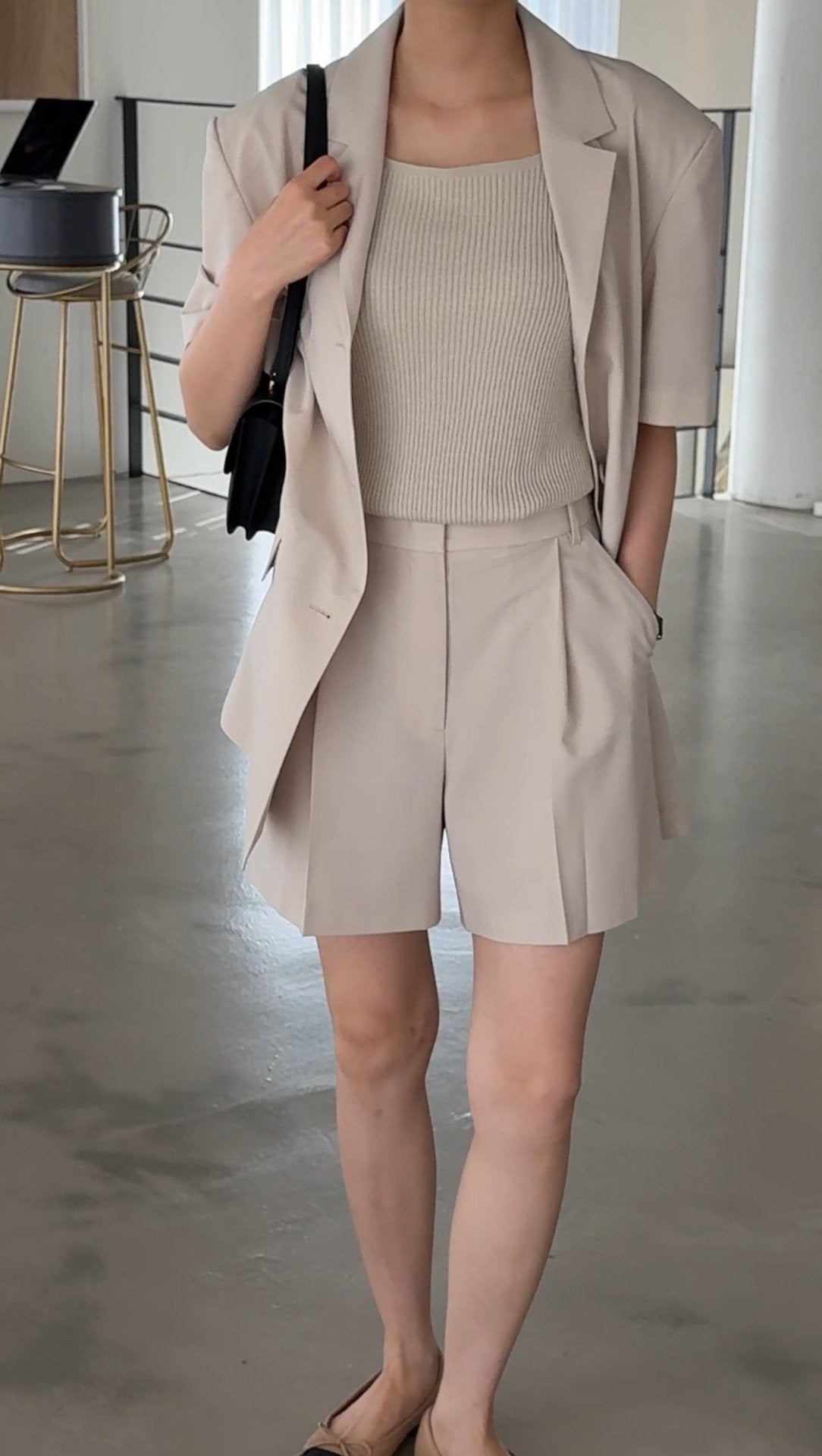 Summer Wool Tailored Suit Set - Light Beige