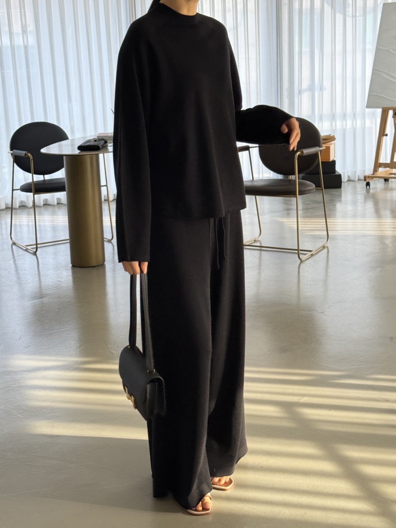 Whole Garment Wool-Cotton Cloud Set-up - Black (pants only)