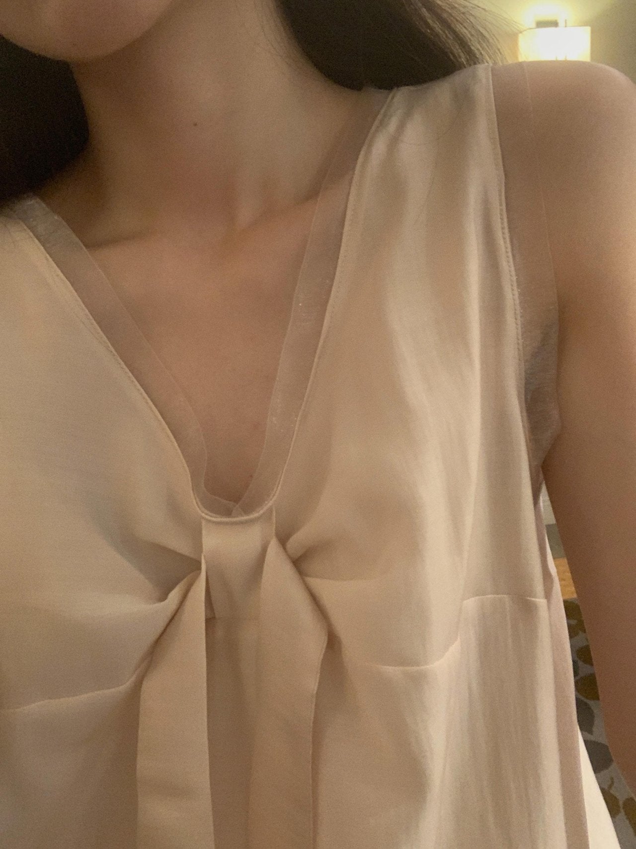 Pure Mood See-through V-Blouse