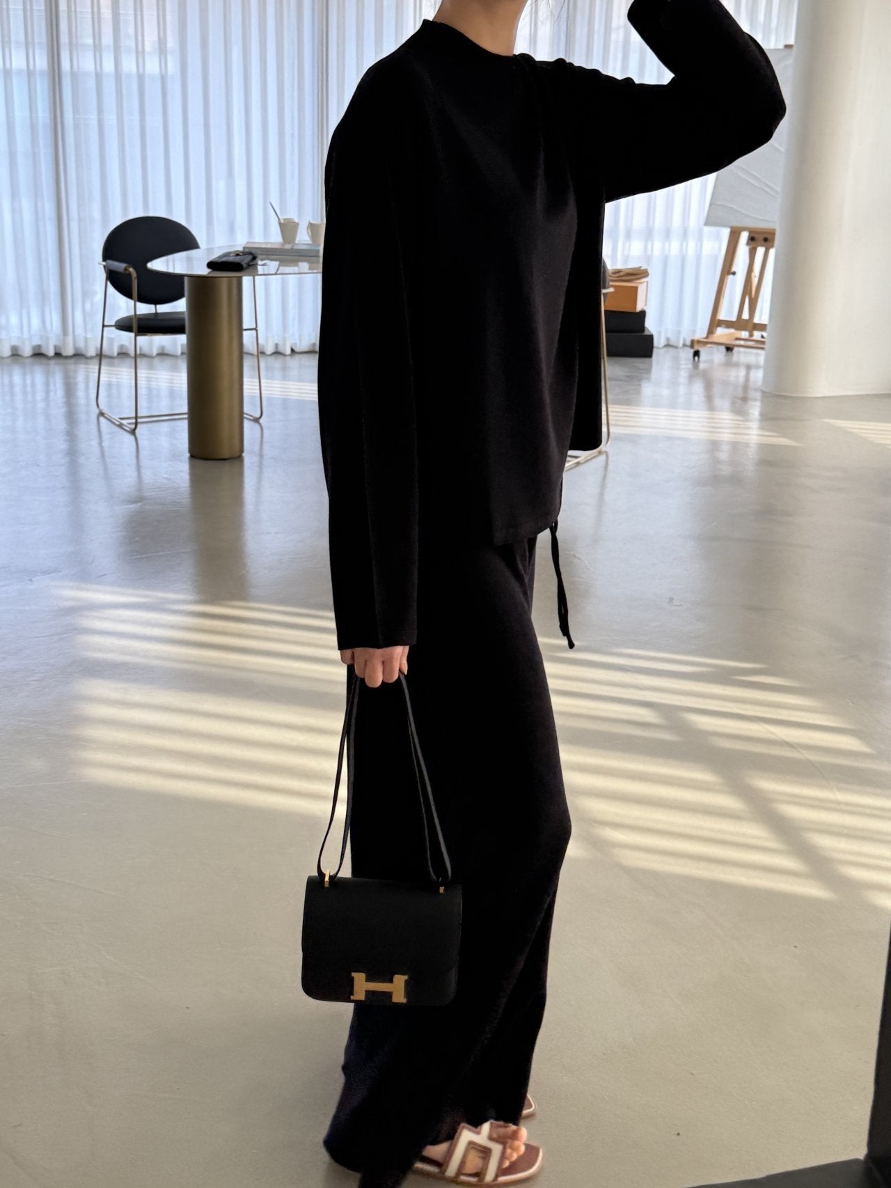 Whole Garment Wool-Cotton Cloud Set-up - Black (pants only)