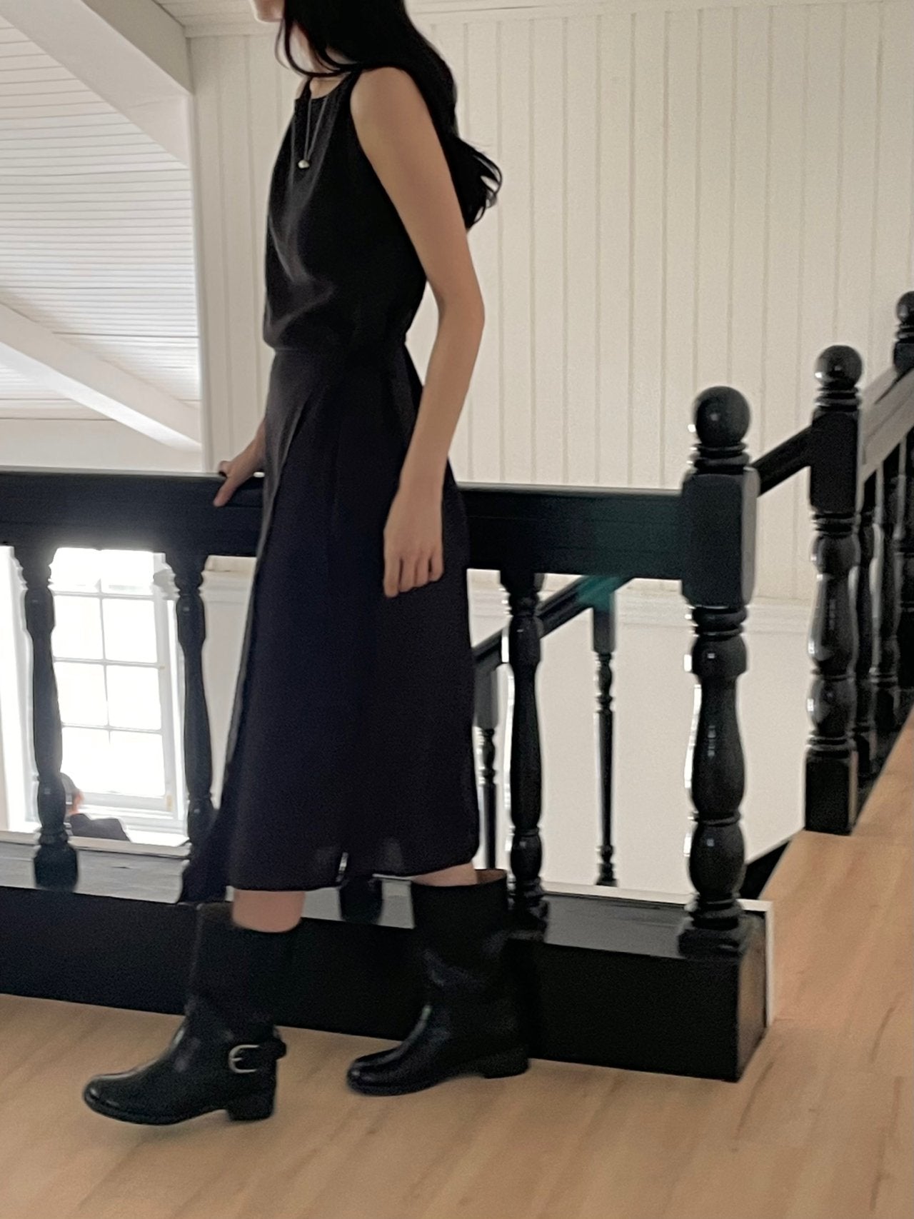 Elegant Boat Neck Wrap Sleeveless Dress