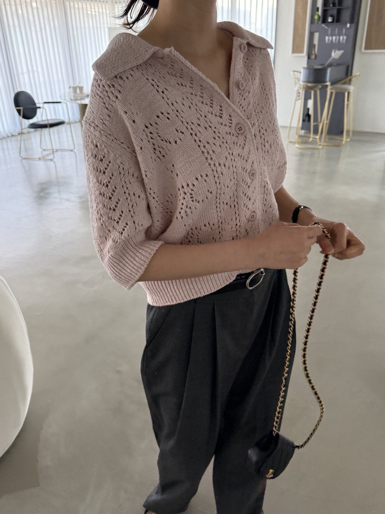 Classic Crochet Cardigan - Strawberry Latte