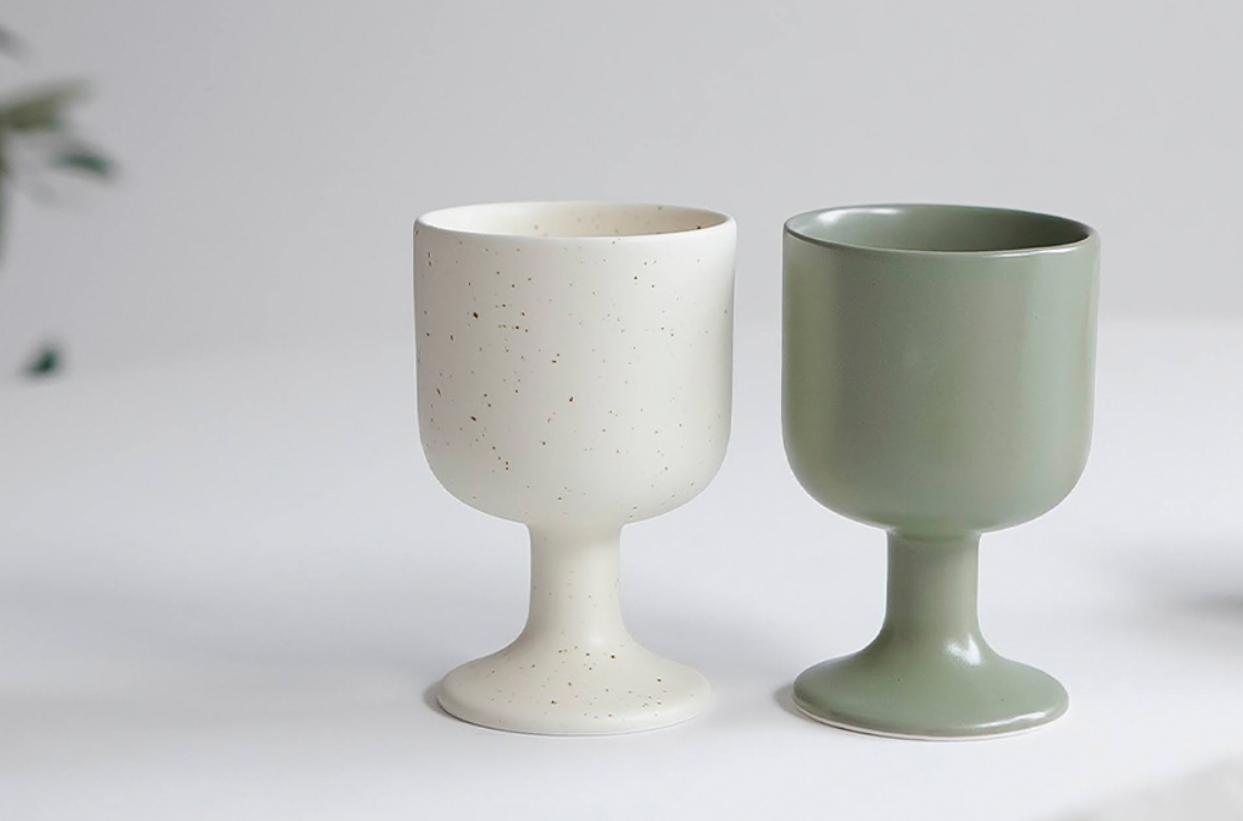 [Handmade Korean Ceramics] 3-Piece Wine Glass + Bowl Set
