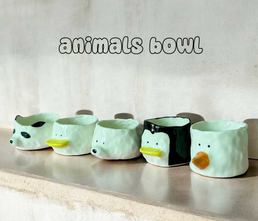 [Handmade Korean Ceramics] Animal Friends Yogurt Bowl
