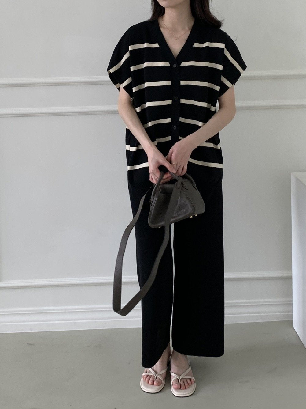 Chic Stripe Knit Two-Piece Set