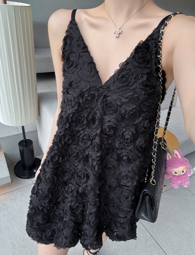 Rosé Bloom Chiffon Mini Dress