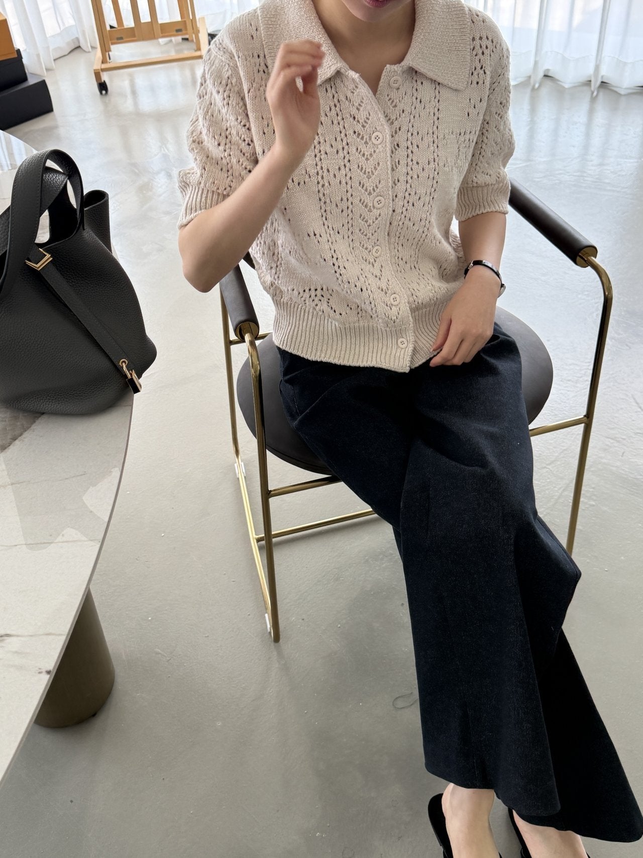 Classic Crochet Cardigan - Cream Oat